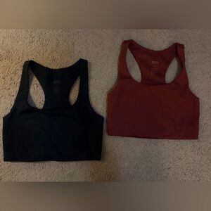 Girlfriend collective Paloma sports bras in black and burgundy
